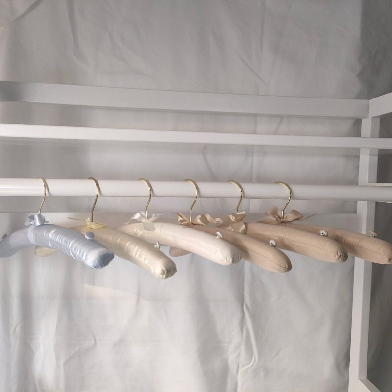 Custom color satin hangers with gold hook
