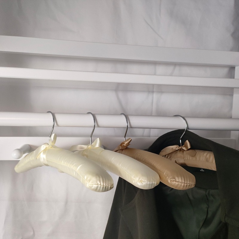 Custom satin cloth rack with gold hook