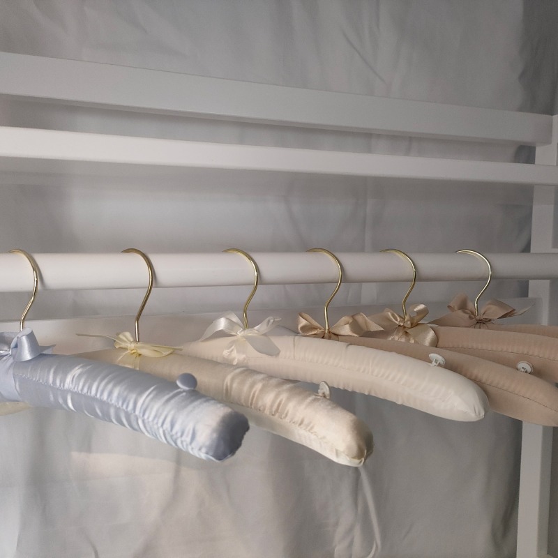 Custom color satin hangers with gold hook