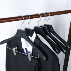 Affordable luxury black wooden suit hangers with clips