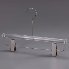 Clothes boutique acrylic plastic pant hangers with clips