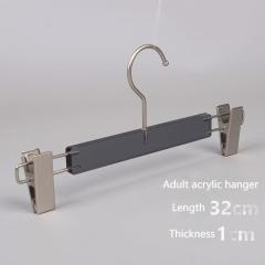 Clothes boutique acrylic plastic pant hangers with clips