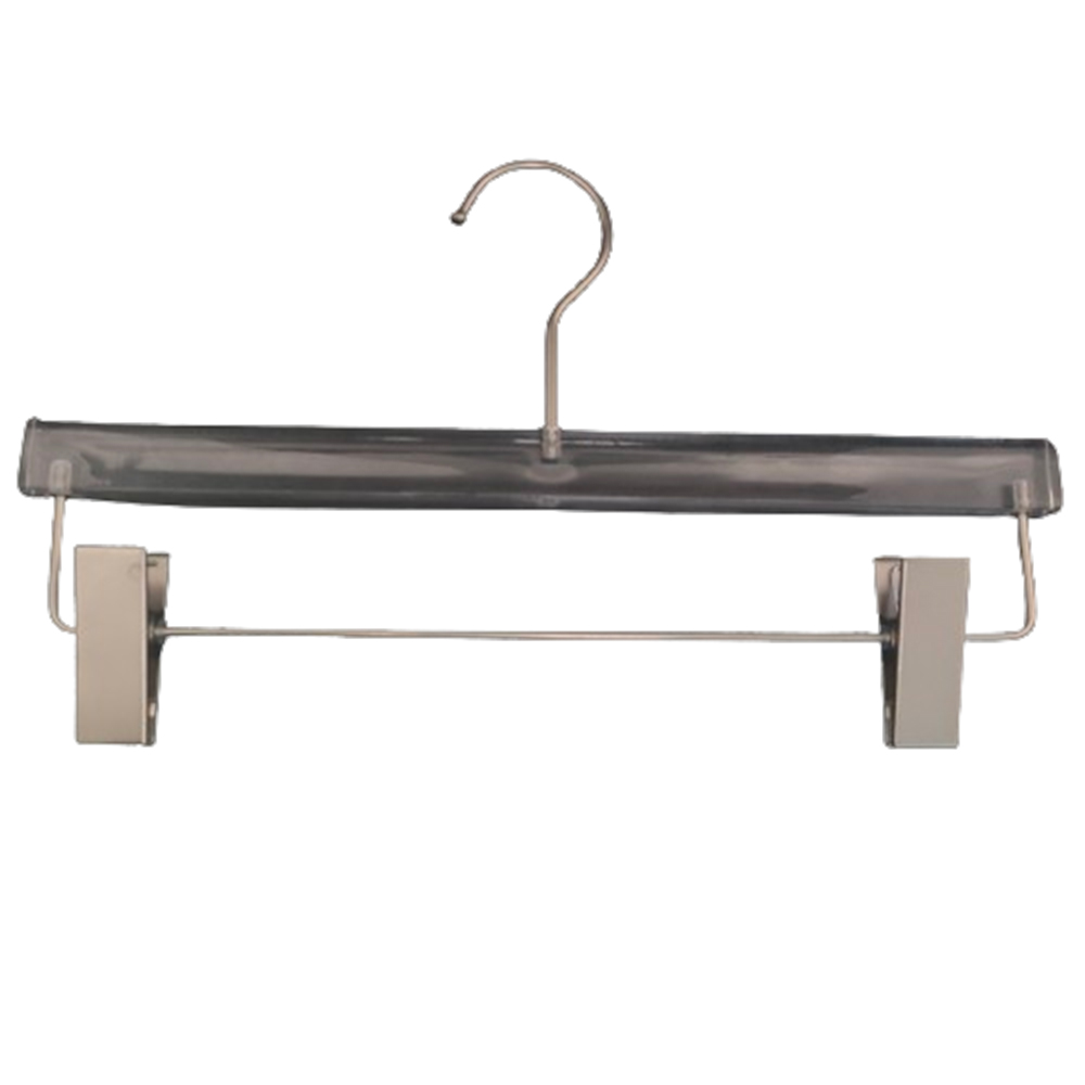 Clothes boutique acrylic plastic pant hangers with clips