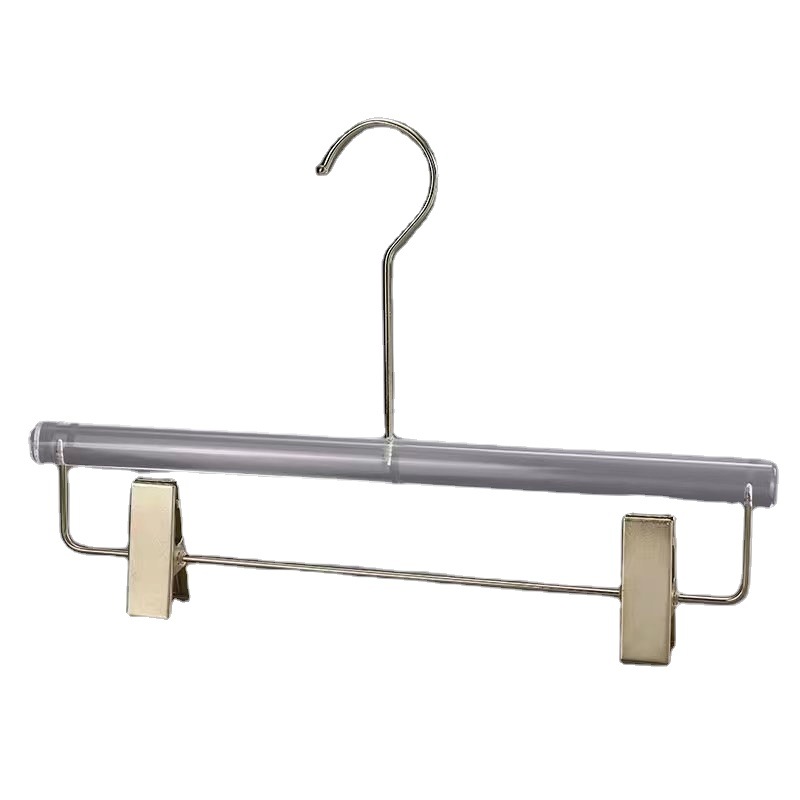 Clothes boutique acrylic plastic pant hangers with clips