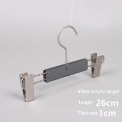 Clothes boutique acrylic plastic pant hangers with clips