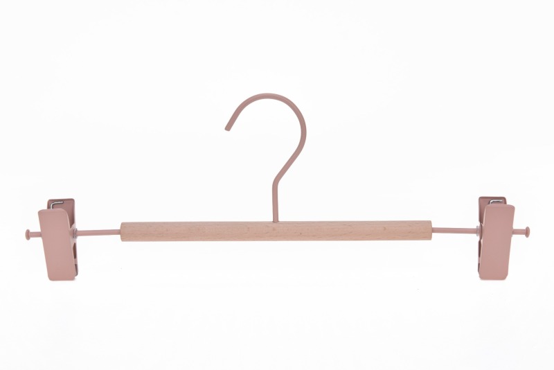 Inspring Wood tube Pants Trousers metal hangers with clips