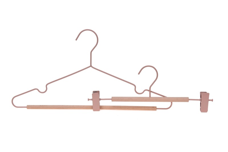 Inspring Wood tube Pants Trousers metal hangers with clips