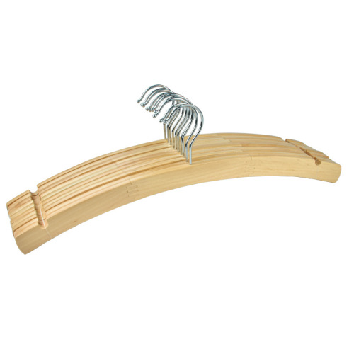 Crescent Shaped Wooden Coat Hangers with Swivel Hook