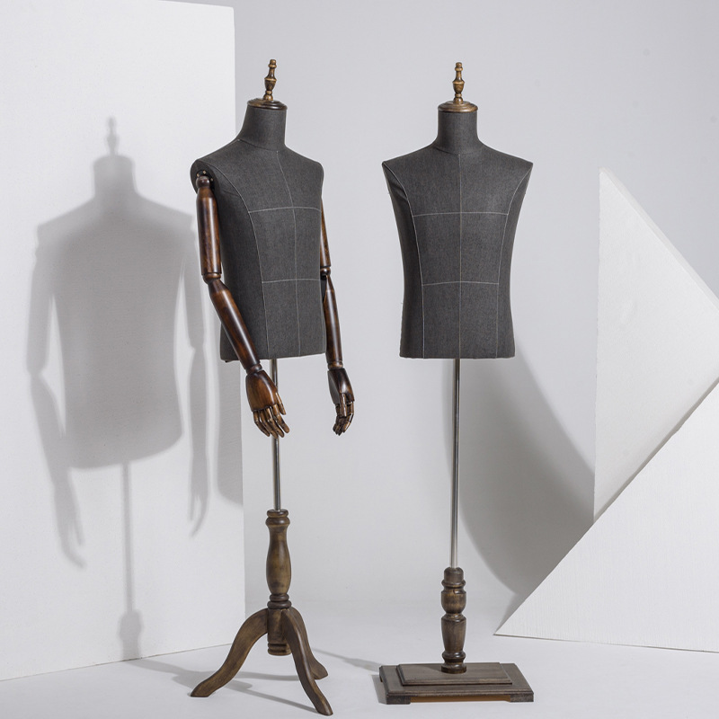 Clothes sewing mannequin with custom wood arms and base