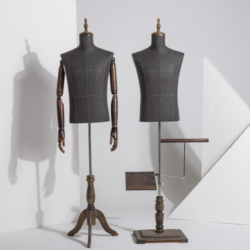 Clothes sewing mannequin with custom wood arms and base