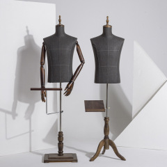 Clothes sewing mannequin with custom wood arms and base