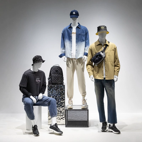 PE men clothes boutique display full body mannequins