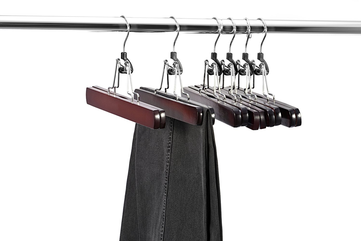 Wood Pants Clamp Skirt Walnut Color Hair Hangers