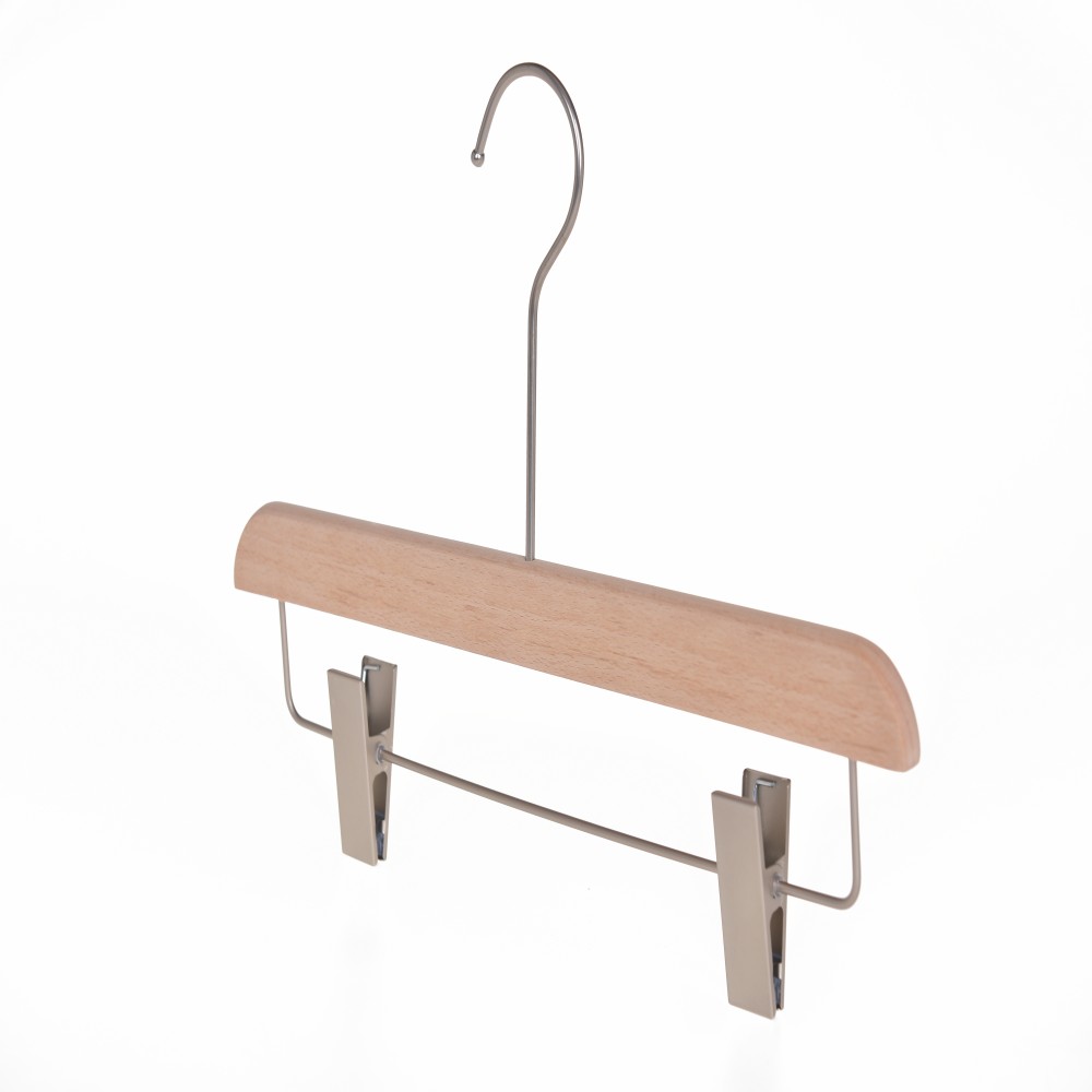 Boutique display long hook wooden trouser clamp skirt hangers