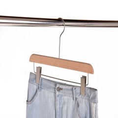 Boutique display long hook wooden trouser clamp skirt hangers