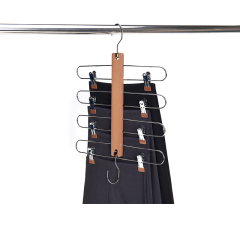 Magic beech wood pants hanger with clips