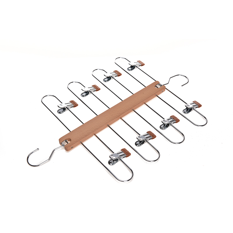 Magic beech wood pants hanger with clips