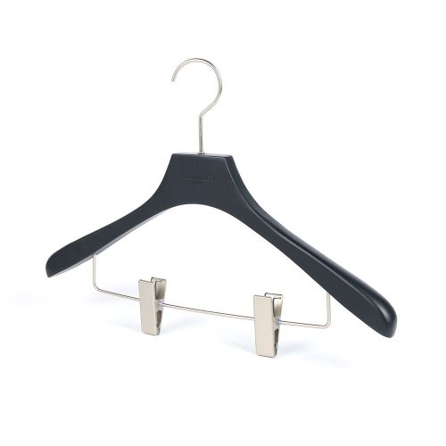 Affordable luxury black wooden suit hangers with clips