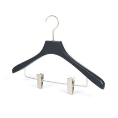 Affordable luxury black wooden suit hangers with clips