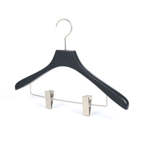 Affordable luxury black wooden suit hangers with clips