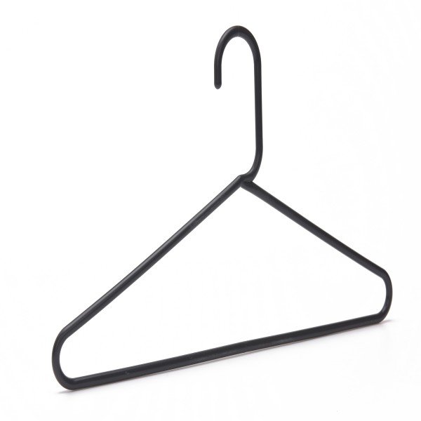 Black plastic clothes hangers space saver