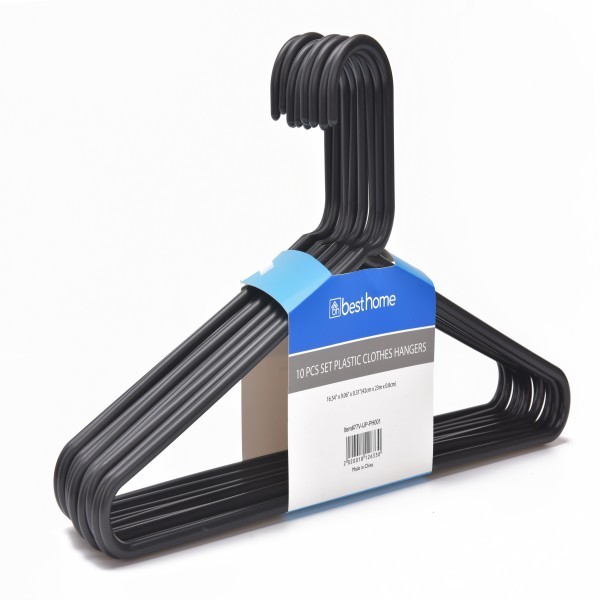 Black plastic clothes hangers space saver