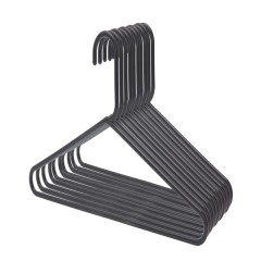 Black plastic clothes hangers space saver