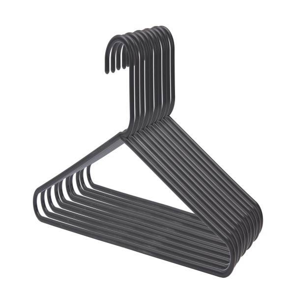 Black plastic clothes hangers space saver