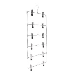 Fold able space saving metal pants hanger with clips