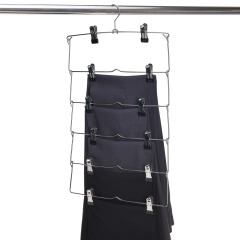 Fold able space saving metal pants hanger with clips