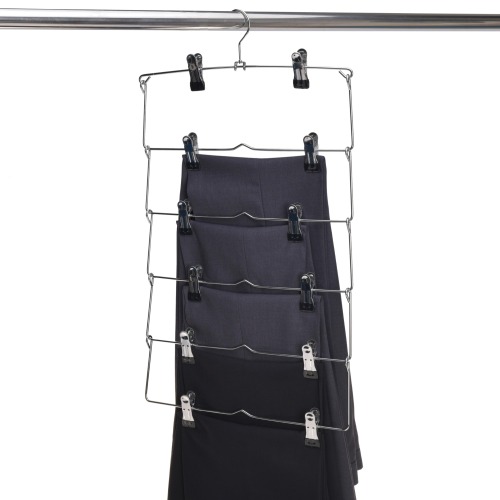 Fold able space saving metal pants hanger with clips