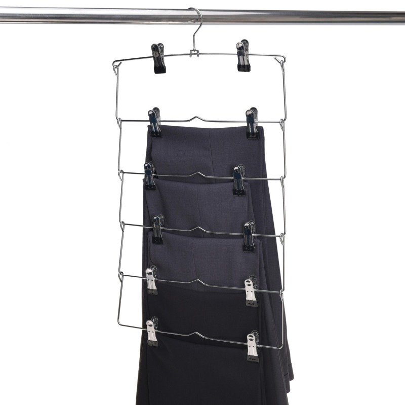 Fold able space saving metal pants hanger with clips
