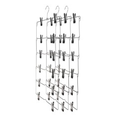 Fold able space saving metal pants hanger with clips