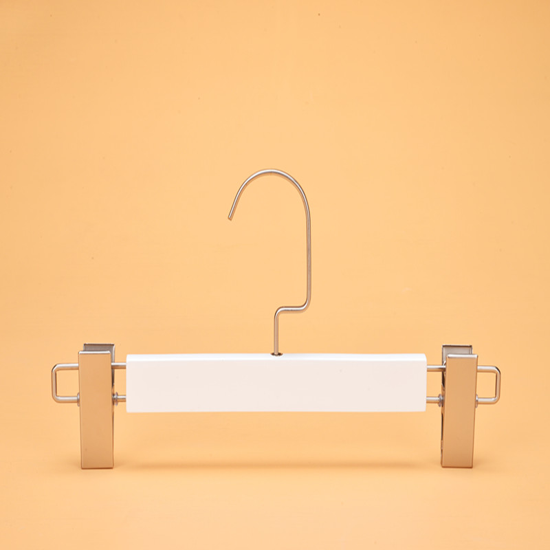Cost effective clothing white wooden hanger clothes hangers with clips for pants