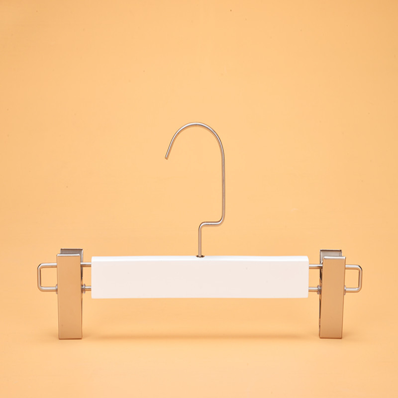Cost effective clothing white wooden hanger clothes hangers with clips for pants