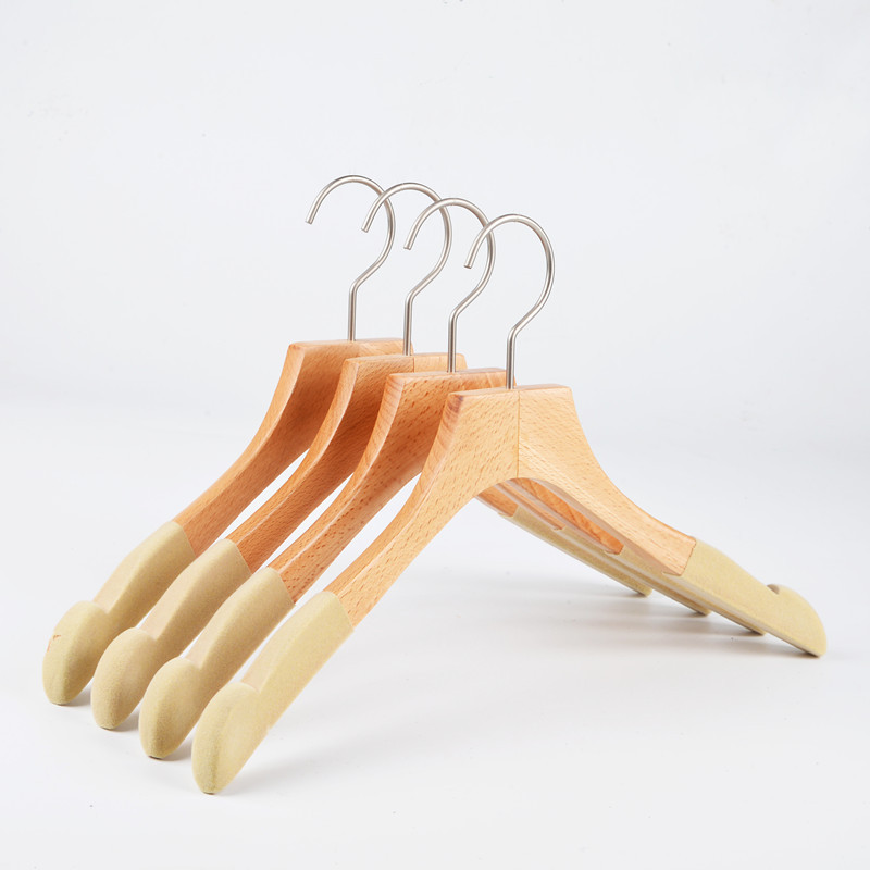Exquisite natural non-slip velvet wooden hangers