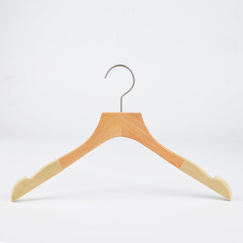 Exquisite natural non-slip velvet wooden hangers