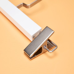 Cost effective clothing white wooden hanger clothes hangers with clips for pants