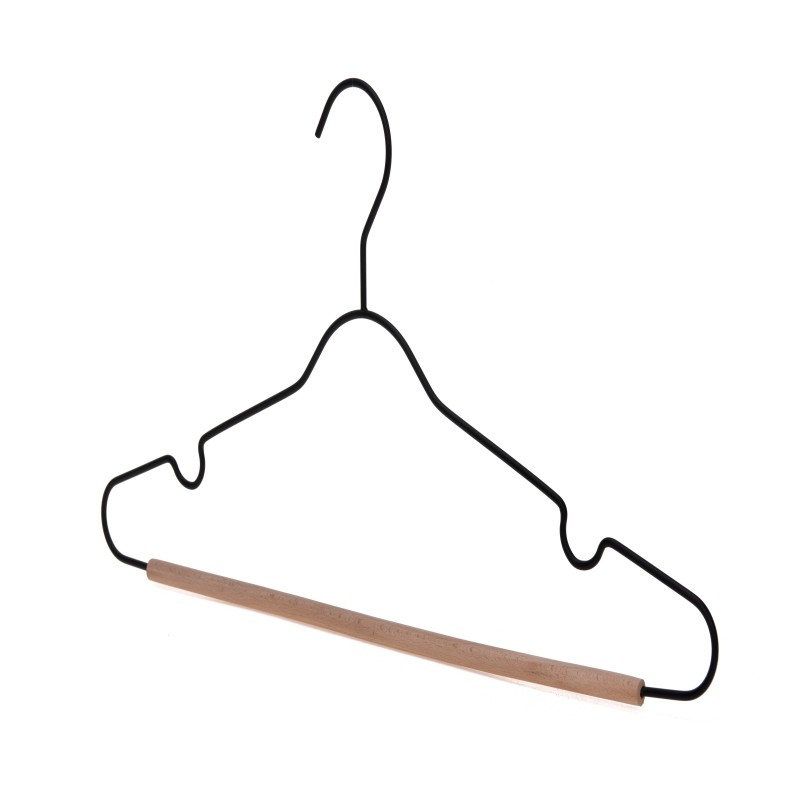 Non-slip metal clothes hanger with pants bar