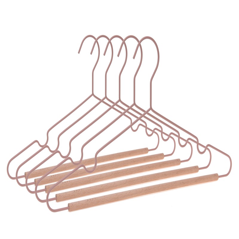Non-slip metal clothes hanger with pants bar