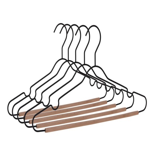 Non-slip metal clothes hanger with pants bar