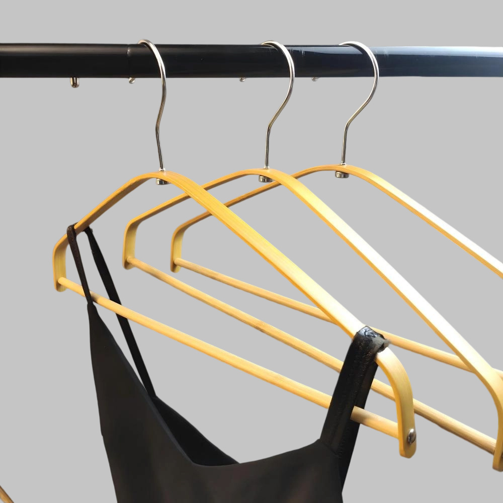 Household space saving bamboo hangers in bulk cheap quotation