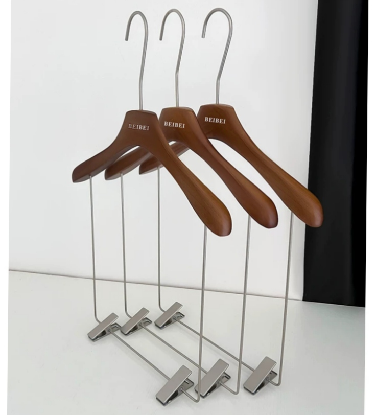 Custom Metal Hook Wood Hanger with Clip