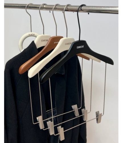 Custom Metal Hook Wood Hanger with Clip