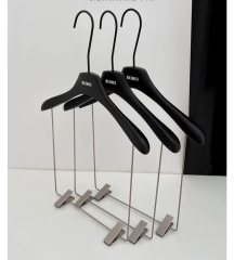Custom Metal Hook Wood Hanger with Clip