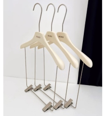 Custom Metal Hook Wood Hanger with Clip
