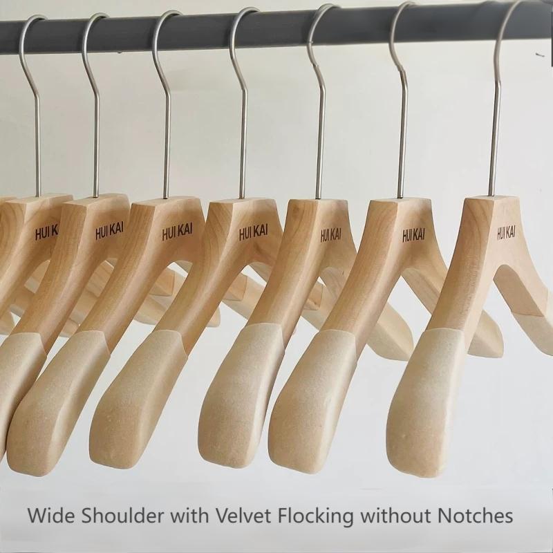 flocked wide shoulder wooden hangers