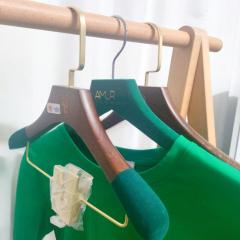 Custom Color Flocked Shoulder Wood Hangers with Clips