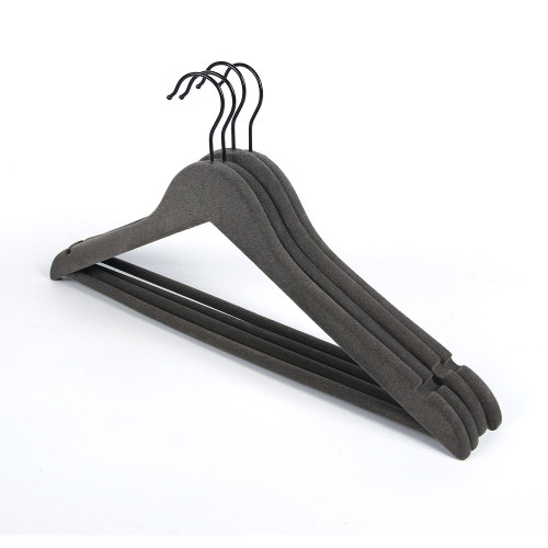 Inspring Black Flocked Wood Luxury Clothes Hangers