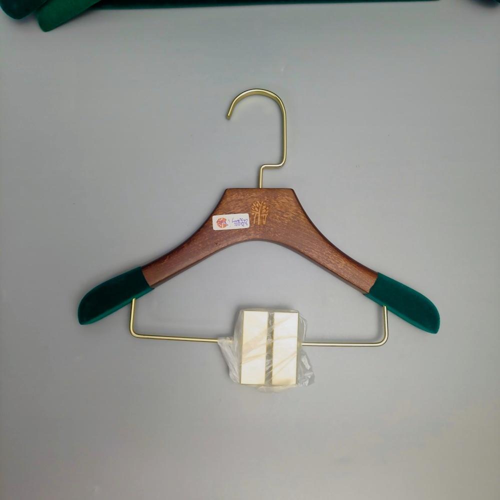 Custom Color Flocked Shoulder Wood Hangers with Clips